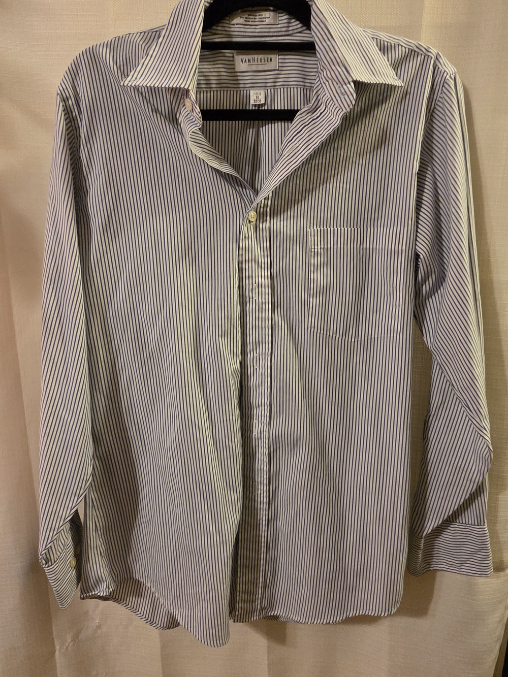 Van Heusen Men’s Navy and White Pinstripe Dress Shirt